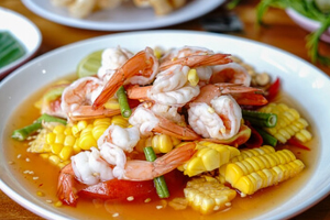 ส้มตำข้าวโพดกุ้งลวก 	បុកពោតបង្គាឆ្អិន	Somtum Corn with Boiled Shrimp