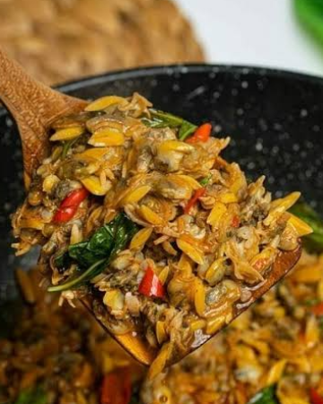 หอยลายผัดพริกเผา (กับข้าว)