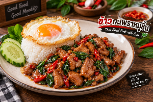 ข้าวกะเพราหมูชิ้น
