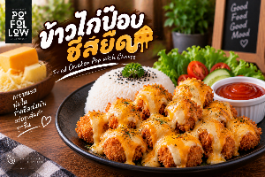 ข้าวไก่ป๊อบ ชีสยืด