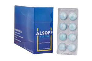 สำลีแอลกอฮอล์ กล่อง 12แผง/กล่อง alsoff